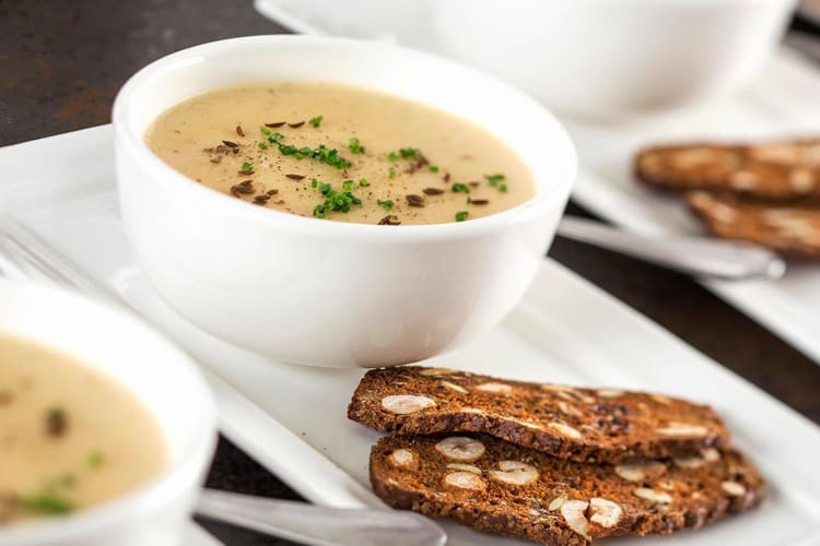 In room dining creamy soup